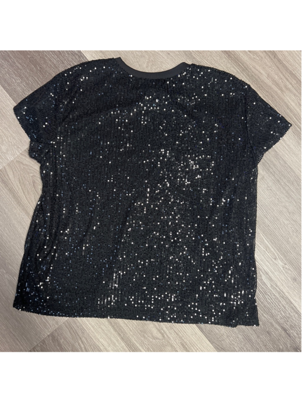 Women's Cupio Blush Black Sequin Short Sleeve Tee Plus Size 2X - Picture 5 of 5